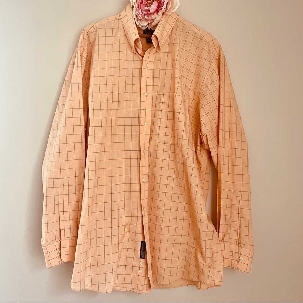 Jos. A. Bank Plaid Button Down Dress Shirt Men’s Large Traveler’s Collection